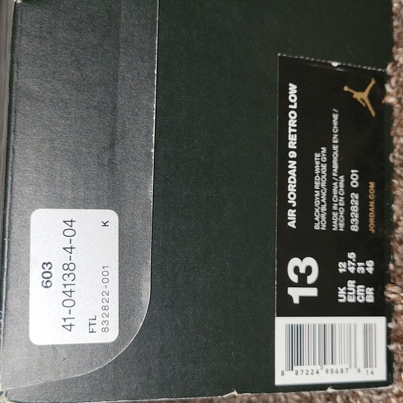 Air Jordan 9 Retro snake skin low  Black/Gym Red-White - Picture 6 of 9